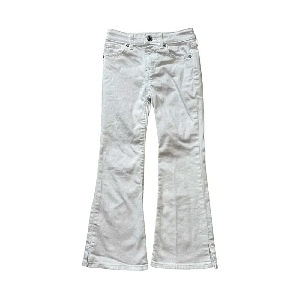 GIRLS GAP 70's Flared High Rise White Jeans, size Girls 6, Adjustable waist